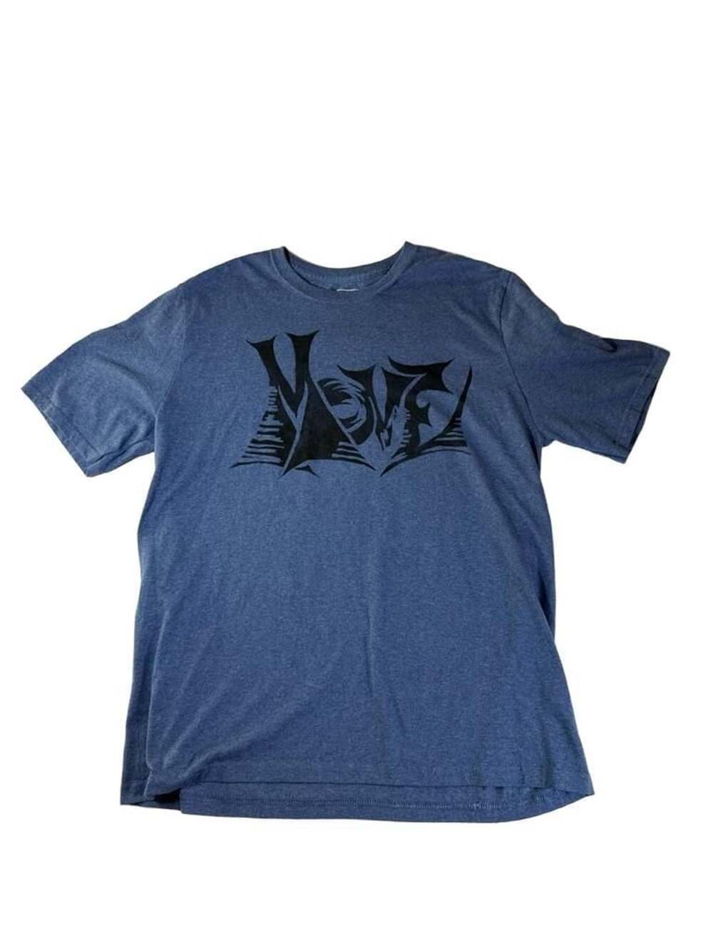 Jerzees Russell Brand Heather Blue Graphic T-Shirt Large